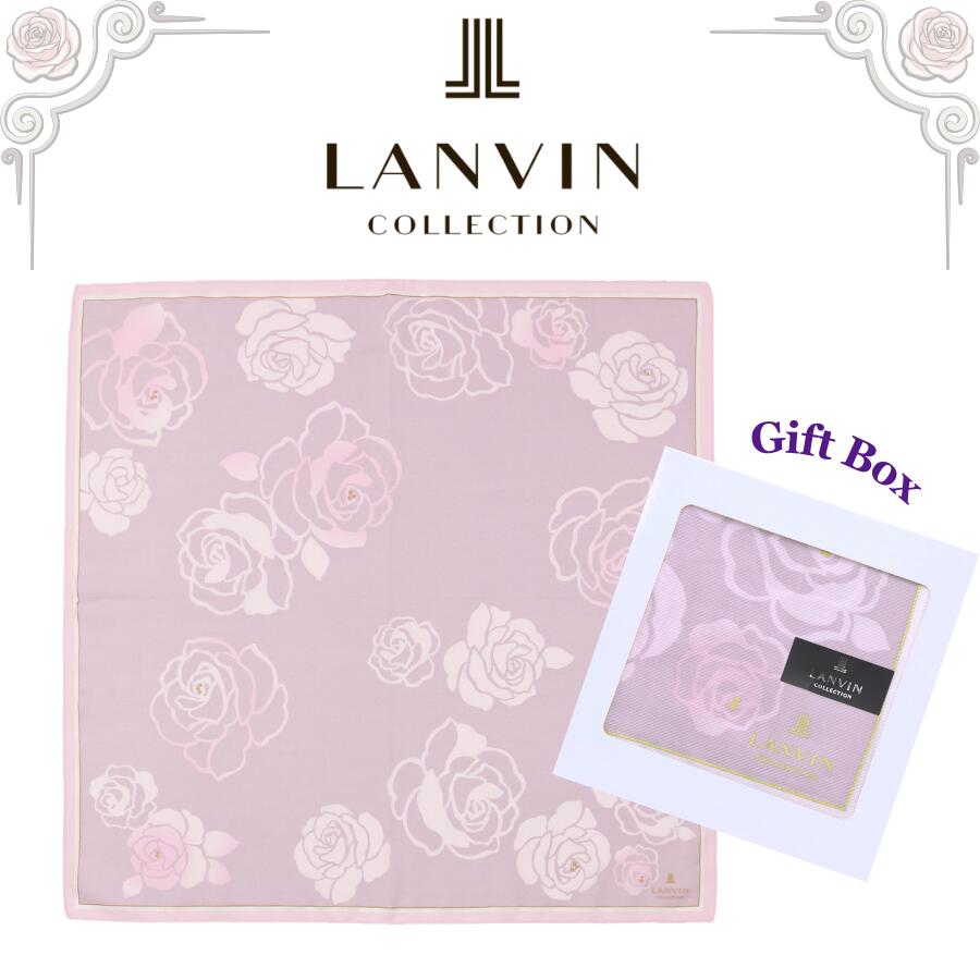 Other - ランバン LANVIN ハンカチ 正規品 シルク混 レトロローズ ラベンダーグレー 58cm 大判 ギフトボックス入り 高級 海外 レディース ブランド ギフト プレゼント 女性 人気 おしゃれ かわいい ラッピング対応 誕生日 お礼 お返し お祝い LANVIN COLLECTION
