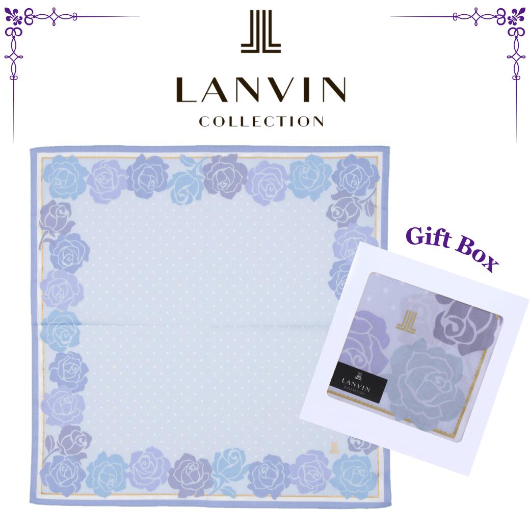 ランバンコレクション LANVIN COLLECTION ハンカチ レディース ドットローズ ブルー