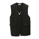 SUPERIOR BELGIUM LINEN GILET【SACRA|サクラ】レディース アウター スペリオールベルギーリネンジレ ベスト ノーカラージレ 麻100% ノースリーブ ノーカラージャケット 肩パッド フラップポケット オケージョン 日本製 通勤 オフィス 2025SS 春夏新作【送料無料】