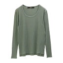コットンシルク混リブカットソー【Squady|スカディ】レディース トップス ラウンドネック Uネック ニット インナー Tシャツ ロンT レイヤード ストレートヘム ストレッチ シルクタッチ 細リブ プルオーバー 日本製 通勤 2025SS 春夏新作 手洗い可【送料無料】(4)