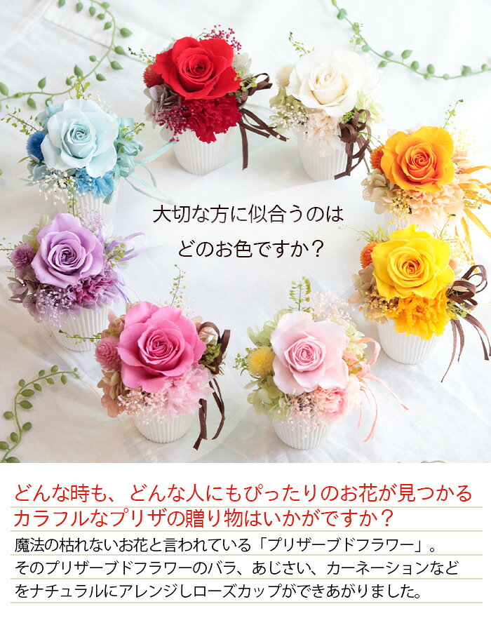 ブリザードフラワー プリザーブドフラワー 誕生日 《ローズ カップ》 ギフト 義母 ...