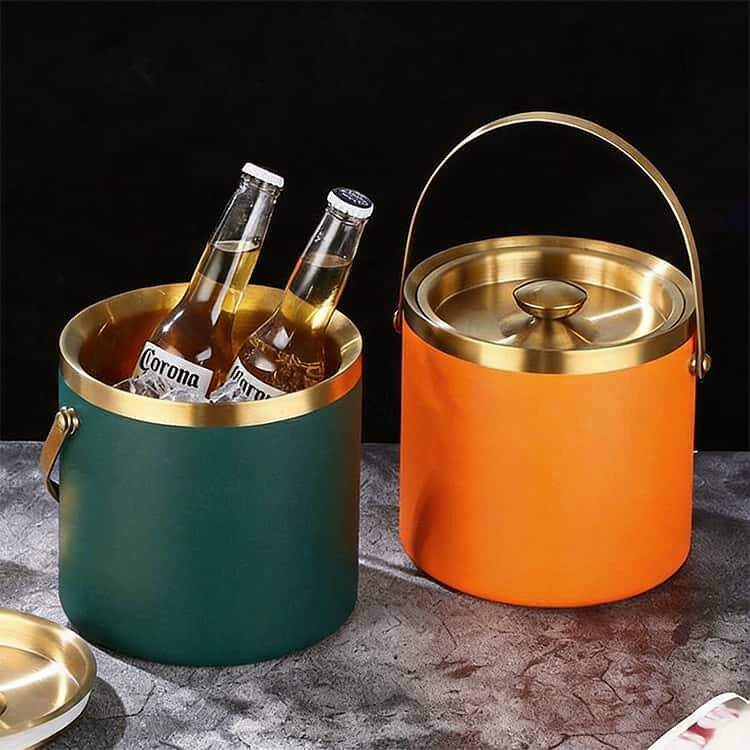アイスバケット 1L 大容量 1L 溶けない 2L 業務用 アイスバケット ハンドル付き アイスペール 実用 耐久性 3L ワイン 酒 クーラー 氷入れ 持ち運び ステンレス 保冷容器 保冷バケツ パーティー 3