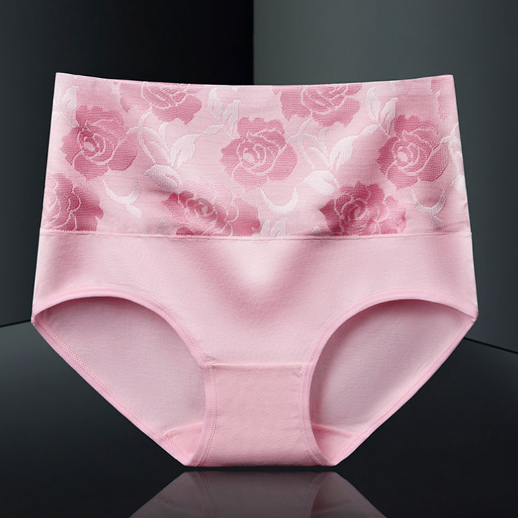 【5枚セット】 ハイウェストショーツ 綿パン マタニティ 保温性 ショーツ レディース 下着 おなかすっぽり コットン ローズ柄 深履き 深め 小さいサイズ ハイウエスト M～5XL 大きいサイズ バラ柄 フェミニン ショーツセット アンダーウェア 3