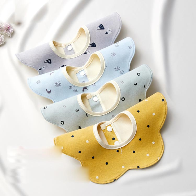 プレゼント 360 くるくるスタイ 前掛けまるいスタイ よだれカバー 綿100% ベビー ナチュラル 綿 コットン 防水 可愛い 男の子 女の子 おしゃれ スタイ 赤ちゃん 子供 キッズ 4枚セット ビブ 前掛け 度 スナップボタン お食事エプロン 新生児 保育園 出産祝い よだれかけ 2