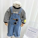 サロペット ジーンズ デニム キッズ オールインワン オーバーオール ベビー服 男の子 女の子 冬 110cm 130cm ジュニア 80cm 90cm 100cm 春 120cm キッズ 140cm 調整可能 ポケット付き ロールアップ 3