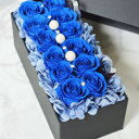 プリザーブドフラワー スワロフスキー付 boxフラワー フラワーボックスローズボックス/ROSES BOX ブルー ホワイトデー ボックスフラワー 母の日 誕生...