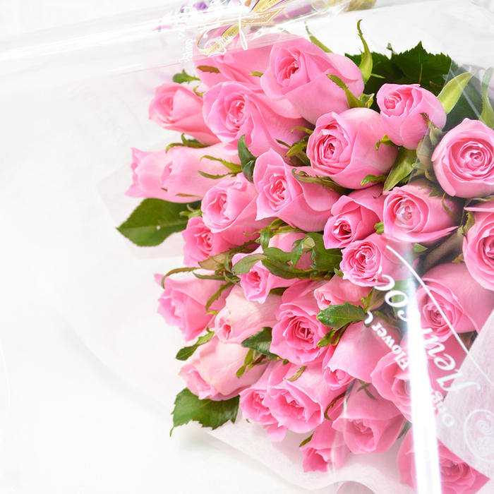 結婚記念日、お誕生日祝いの贈り物にピンクのバラの花束20本 生花 フラワーギフト ...
