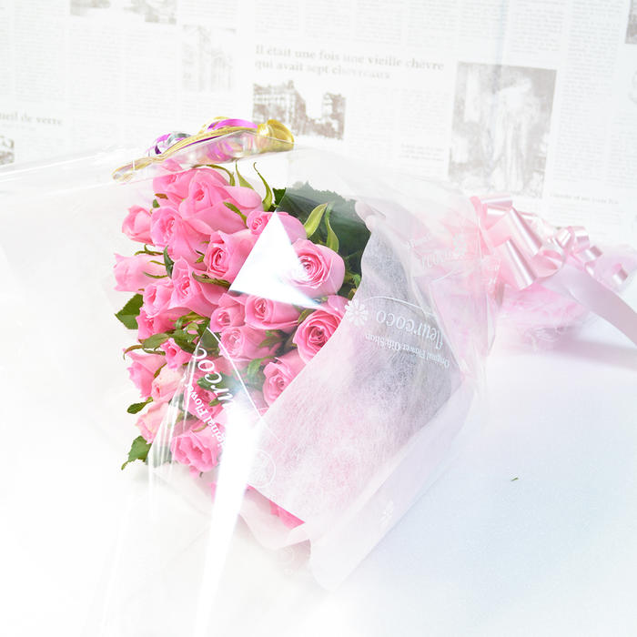 結婚記念日、お誕生日祝いの贈り物にピンクのバラの花束20本 生花 フラワーギフト ...