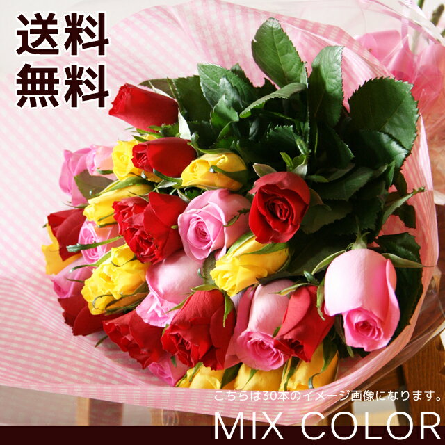 カラーミックス バラ 花束 20本 薔薇 フラワーギフト 花 贈り物 誕生日祝い 結婚記念日 結婚祝い プレゼント プロポーズ 還暦 古希 喜寿 女性 母 祖母 彼女