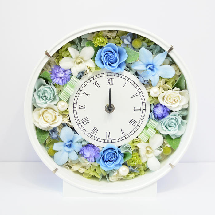 プリザーブドフラワー 時計 素敵なブルー 花 贈り物 プレゼ