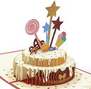 バースデーカード立体3Dケーキお誕生日おめでとうカードをポップアップ誕生日メッセージカード手作りギフト親戚、恋人、両親、教師、友達、子供たちへ誕生日カード封筒付...