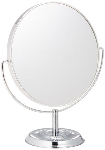 メリー 片面約5倍拡大鏡付両面鏡卓上ミラー シルバー NO.5880 W.173×D.87×H.198 MM(4)