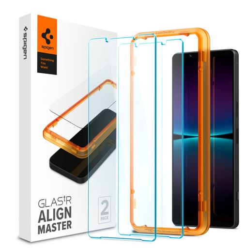 SPIGEN ALIGNMASTER ガラスフィルム SONY XPERIA 1 IV 用 ガイド枠付き ソニー XPERIA 1 IV 対応 保護 フィルム 2枚入