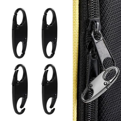 YFFSFDCジッパークリップ盗難防止ファスナー引き手ダブルオープニングバックパックジッパーロックジッパープル交換取り外し可能な旅行海外検査修理防犯グッズ交換用(ブラック)
