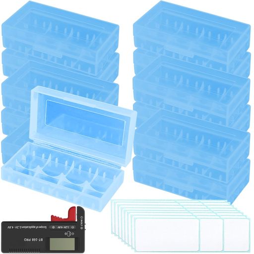 XIATIAOSANN 12個 18650 16340 CR123A バッテリー収納ケース、18650/16340/CR123A ポータブルプラスチックセルバッテリー収納ケース、旅行、キャンプ、自宅用(ブルー)
