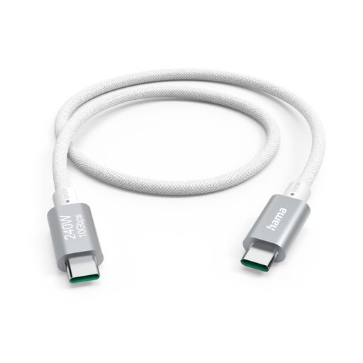 Hama USB-C - USB-C ケーブル, 240W 充電対応, USB 3.2 Gen2, 10Gbps データ転送, フルフィーチャー