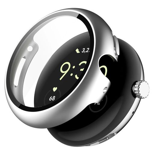 GOOGLE PIXEL WATCH2 ケース 保護フィルム 【ガラスフイルム一体型ケース】全面保護 PC+9Hガラス素材 装着簡単 耐衝撃 高透過率 指紋防止 PIXEL WATCH 2/PIXEL WATCH 保護ケース(シルバー) GOOGLE PIXEL WATCH2 ケース 保護フィルム 【ガラスフイルム一体型ケース】全面保護 PC+9Hガラス素材 装着簡単 耐衝撃 高透過率 指紋防止 PIXEL WATCH 2/PIXEL WATCH 保護ケース(シルバー)