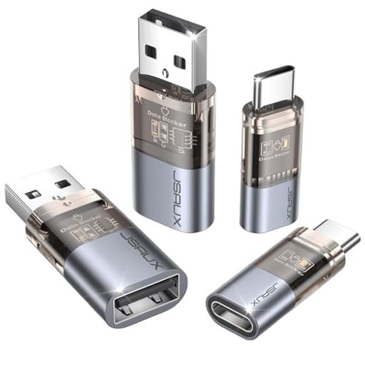 JSAUX USBデータブロッカー&USBCデータブロッカー(4パック) 透明 USB A-A & USBC-USBC データブロッカー 充電専用 ジュースジャッキング防止 ハッキング拒否 安全な充電