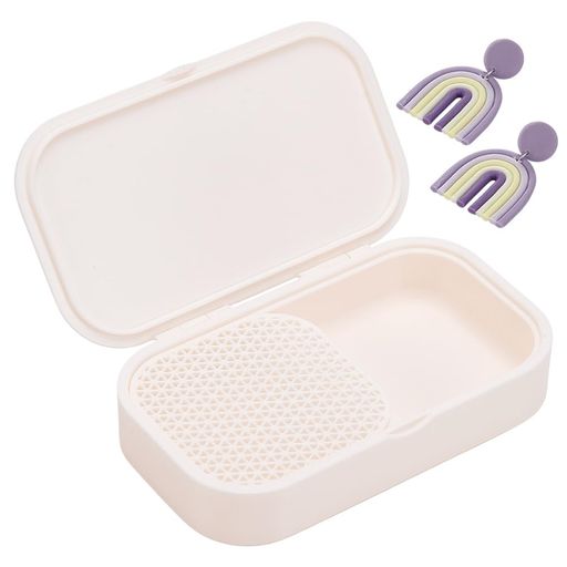 UNICRAFTALEパパイアホイップ片栗粉振り分けボックスプラスチックポリマークレイキット分離コーンミール収納ボックス付属ブラシ非粘着工具ポリマークレイカッターアクセサリー145x85x28mm