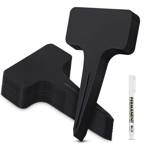 GeeRic100枚入り園芸ラベルT型植物タグ盆栽タグ花壇鉢植ガーデニング看板再使用可能園芸用品黒マークペ..