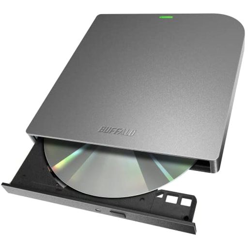 バッファロー USB3.2(GEN1)/3.0 外付け MAC 対応 DVD/CDドライブ バスパワー(給電ケーブル付き) 薄型ポータブル 国内メーカー グレイ DVSM-PMV8U3-GY/N