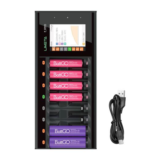 LIMETAR8充電池単4単38本同時充電可能充電器-放電分析活性化機能付きスマート急速充電器独立単槽充電LC..