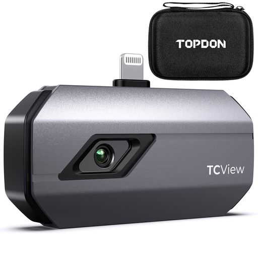 TOPDON TC002 サーモグラフィーカメラ、49152画素、256X192 IR 解像度、サーモグラフィー スマホ (IPHONE & IPAD用)、 サーマルイメージャー 、40MK 熱感度、-20°C ~ 550°C