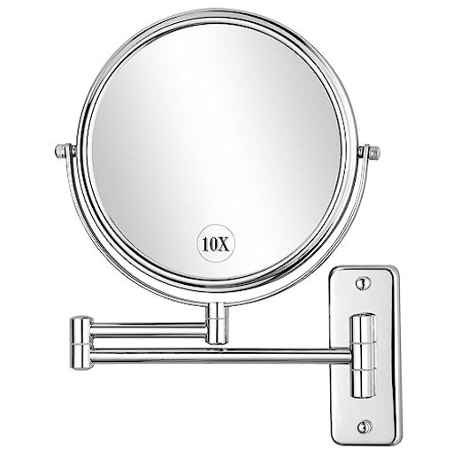 【1X/10X拡大鏡】この1X/10X拡大鏡付き化粧鏡は、歪みのないHDミラー効果を提供します。 1X鏡は全体的なメイクアップルックを反映し、10X拡大鏡はアイライン、まつげなどの繊細なメイクアップを実現するために使用してください。 10倍の倍率で使用する場合は、歪みを防ぐために10cm以内の距離で使用してください。 【 360°自由回転 】拡大鏡付きメイクアップミラーは360°回転可能です。 必要に応じてメイクアップミラーを好きな角度に調整でき、1倍側と10倍側を自由に切り替えることができます。 【折りたたみ式 超省スペース】ミラーのアームは最大32cmの長さにすることができ、メイクや髭剃りに便利な距離を延長する必要性に応じて柔軟に調整することができ、使用しないときは壁に折りたたむことができ、スペースを節約します。 【おしゃデザイン 】浴室ミラー 壁掛け 高品質の金属製で、表面はクロームメッキ。 防錆、防錆、耐久性に優れています。 【20CM大型ミラー-メイクアップに便利】Φ20cmの大型ミラーデザインは顔全体が見えるので、全体のバランスをチェックしやすく、美しいメイクアップを完成させることができます。