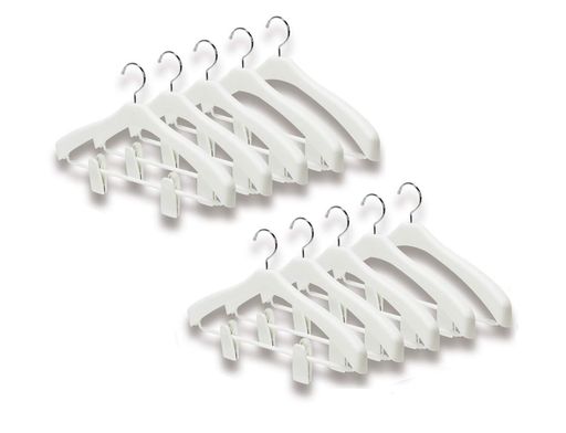 シンコハンガー(Shinkohanger)ピンチ付きスーツハンガージャケットビッグクリップ4210本セットホワイト日本製スカートコート学生服制服360度回転フッ...