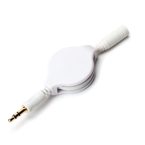 ピージーエー(PGA) 3.5mm ステレオミニプラグ左右二重線矢印ミニジャック ヘッドホン延長ケーブル リールタイプ 0.5m ホワイト PG-EXR05WH