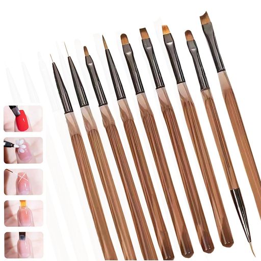LUYINGクリアブラウン9本セットネイルネイル用品ネイルブラシシリきブラシネイルブラシジェルネイル筆シンプル絵描簡単耐久性ジェルネイル筆ジェルネイル初心者セッ LUYINGクリアブラウン9本セットネイルネイル用品ネイルブラシシリきブラシネイルブラシジェルネイル筆シンプル絵描簡単耐久性ジェルネイル筆ジェルネイル初心者セッ