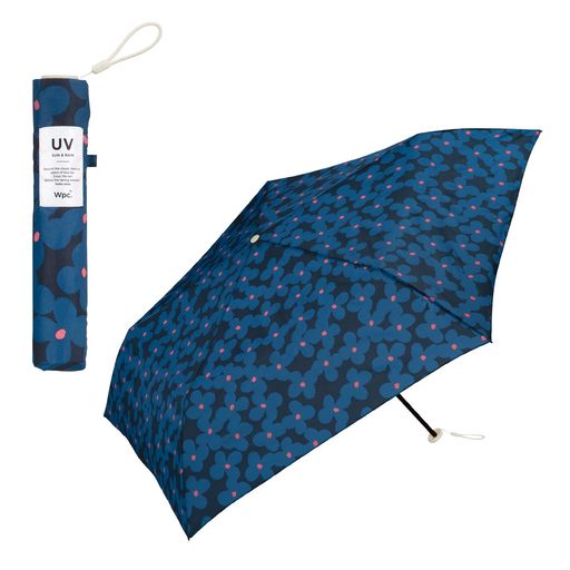 Wpc.[Air-Light]クッカミニネイビー55cm115g雨傘折りたたみ傘超軽量花柄総柄おしゃれ可愛い通勤通学旅行コンパクト小さい軽い北欧カジュアルガーリーテキスタイルレディースAL02-013-002