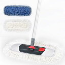 CLEANHOMEモップ綿系フロアモップフローリング回転モップフロアワイパー床掃除フラットモップ乾湿両用可360度回転床拭き掃除道具風呂掃除片手操作可能腰曲げず交換可能シェニール糸綿系…(3)