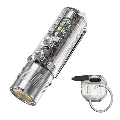 RovyVonオーロラA282rdUSB-CEDC懐中電燈、6500KLED最大1000ルーメン、850mAh充電式小型懐中電燈、赤/白/365nmサイドライト、モーメンタリオン、キャンプ、ハイキングのための理想的な光