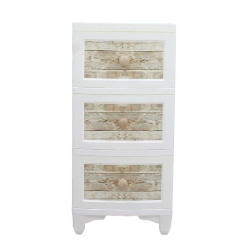 Liloudecoco(リルデココ)北欧風ビンテージチェスト3段アンティークホワイト