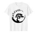 盆栽の木円相サークル鳥Tシャツ