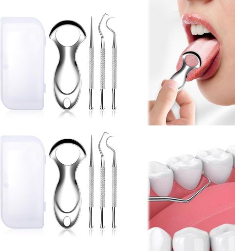 Doyime舌クリーナー8個舌ブラシステンレス鋼製【4種類1個入り舌磨きブラシ+3個入り歯石取り器具】タングスクレーパー舌苔清掃高耐久性携帯収納口臭予防両頭タイプディープ口臭ケア口内…