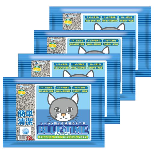 サンメイト ブルータイム 猫砂 紙製 12Lx4個セット 【ケース販売】