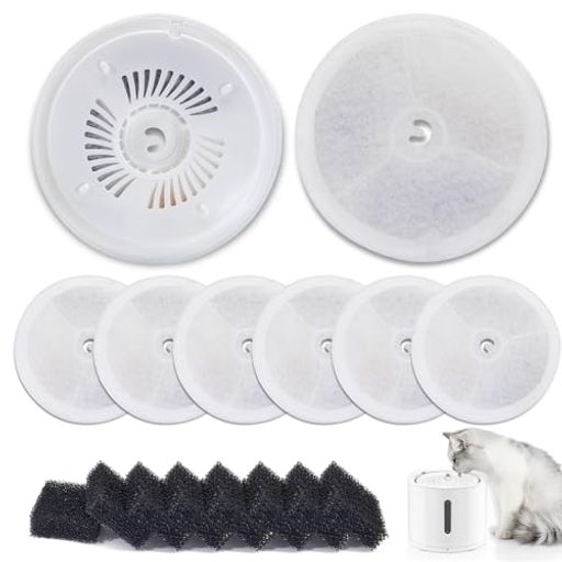 【8個入り】ペット用給水機交換フィルター&スポンジセット|PETKIT互換|5層ろ過構造|活性炭&イオン交換..