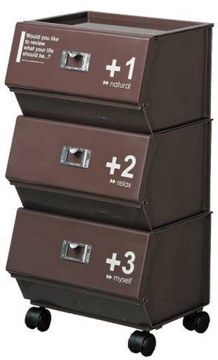 ライクイット(like-it)ラック扉付きジョイントラック3段キャスター付きカフェスタイルブラウン幅33.7x..