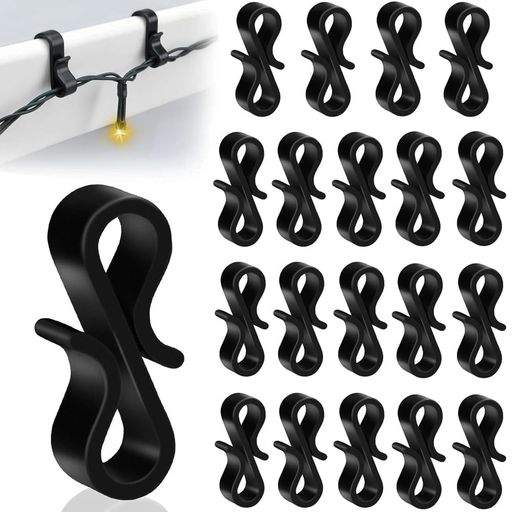 アウトドアライトクリップフックS字ライトフック20個セット屋外吊り下げ多機能ゴルフボールマーカーホルダーアウトドアミニ雨樋クリップ吊り下げ式屋外ライトクリスマスライトパティ…