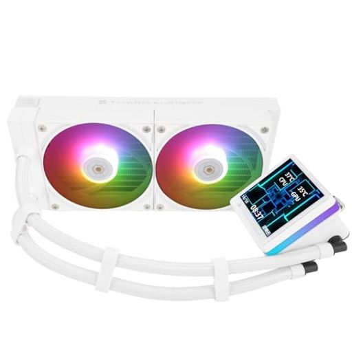 Thermalright Grand Vision 240 ARGB White CPU AIOクーラー、PC 240仕様ウォータークーラーシステム、480x480解像度と3.4インチのIPS液晶画面、AM4 / AM5&Intel LGA1700 /