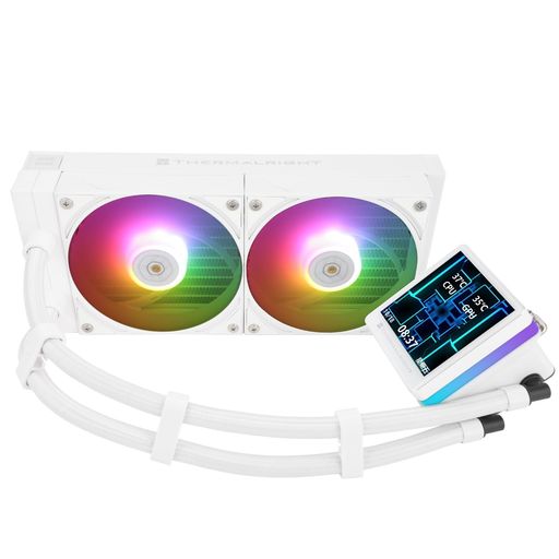 Thermalright Grand Vision 240 ARGB White CPU AIOクーラー、PC 240仕様ウォータークーラーシステム、480x480解像度と3.4インチのIPS液晶画面、AM4 / AM5&Intel LGA1700 /