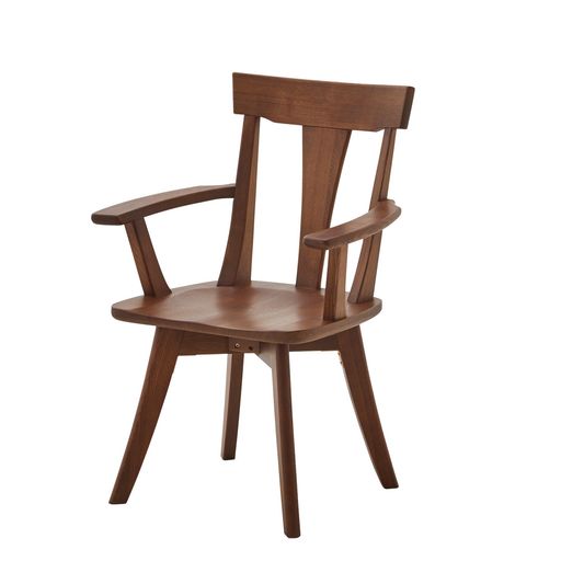 ダイニングチェア椅子木製チェア肘付きアームチェアタモ材ブラウン462569