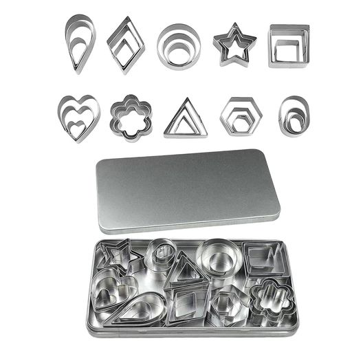 クッキー型30個セットステンレスクッキーカッター丸ハート星花ビスケット抜き型大中小お菓子作り製菓道..