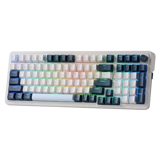 Redragonk686pro98ワイヤレスガスケットrgbゲーミングキーボードのキー3モード勝利/macメカニカルキーボードw/5層ノイズ抑制専用のノブコントロール&リニアレッドスイッチでホットスワップ青…