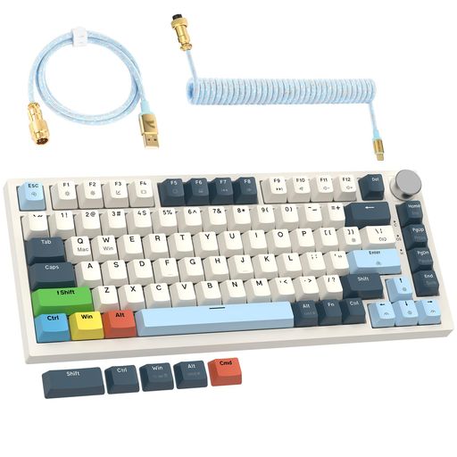 MAMBASNAKExATTACK SHARK K85 ラピッドトリガー キーボード 有線 75% RGB マグネット ゲーミングキーボード + コイルケーブル + PBTキーキャップ 磁気メカニカルゲーミングキーボード ストローク調整…