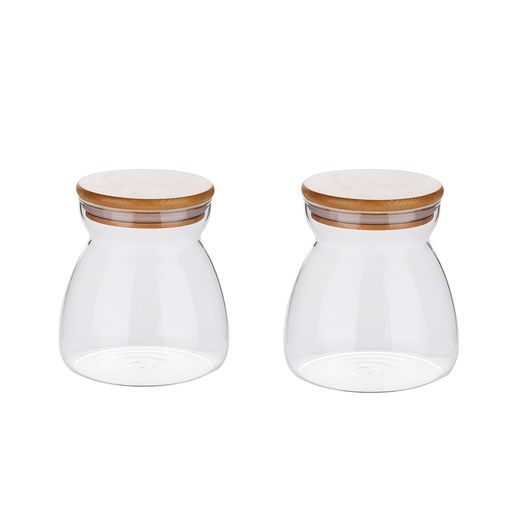 AUSUMateガラス保存容器2個セット広口ボトル設計で物品こぼれ防止首回り持ちやすい構造調味料入れ・ガラス製キャンディジャー両用キッチン収納用砂糖・コーヒー豆・スパイス保存に適し…