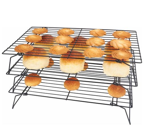 DIFEIUKIケーキ冷却ラックケーキクーラー3層角型クーラーメッシュケーキ冷却トレイケーキドーナツパン冷ます積み重ね可能ワイヤーラック調理用高耐久ベーキングラック調理器具ベーキン…