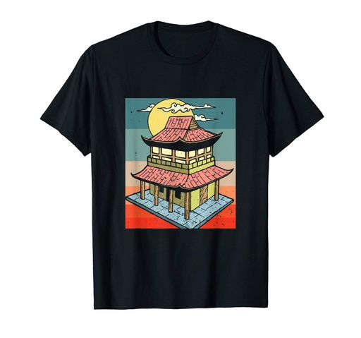 レトロヴィンテージパゴダ日日本日本仏像中国寺院Tシャツ